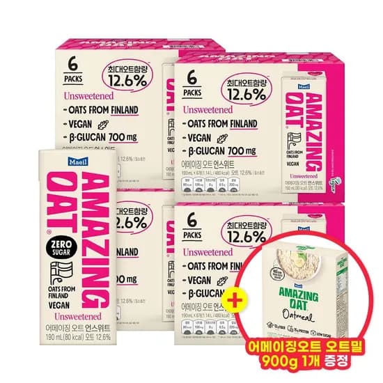 어메이징오트 언스위트 190ml 24팩 오트밀 900g