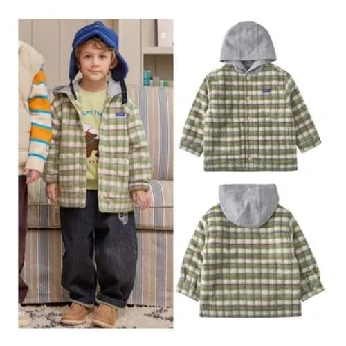 블루독 체크 후드 셔켓점퍼