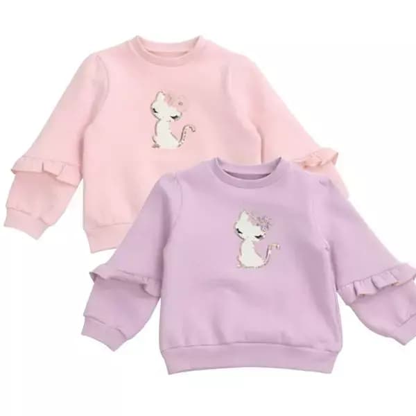 프랜치캣 프릴 맨투맨 보라 핑크