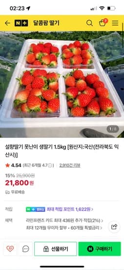 달콤팜 못난이 설향딸기 1.5kg