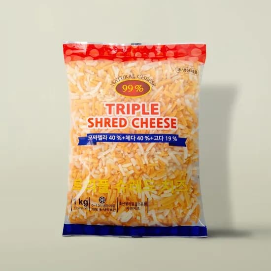 이스트밸리 자연치즈 트리플 슈레드 피자치즈 1kg+1kg