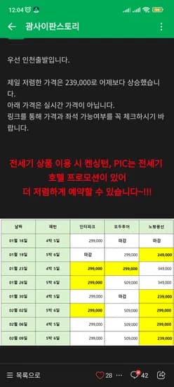 모두투어 사이판 왕복 항공권 31일 김해 부산 199000 19일 인천발 209000