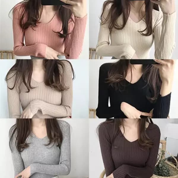 골지니트 브이넥니트 1+1