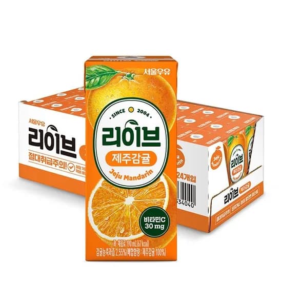 서울우유 리이브 제주감귤 190ml 24개