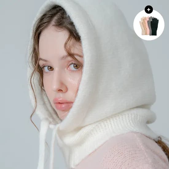 후디 스트링 울 니트 머플러 바라클라바 6컬러