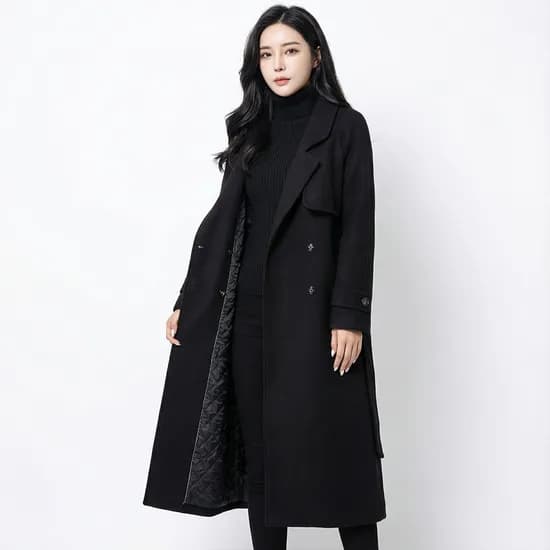 클라셰 퀄팅트렌치롱코트 벨트