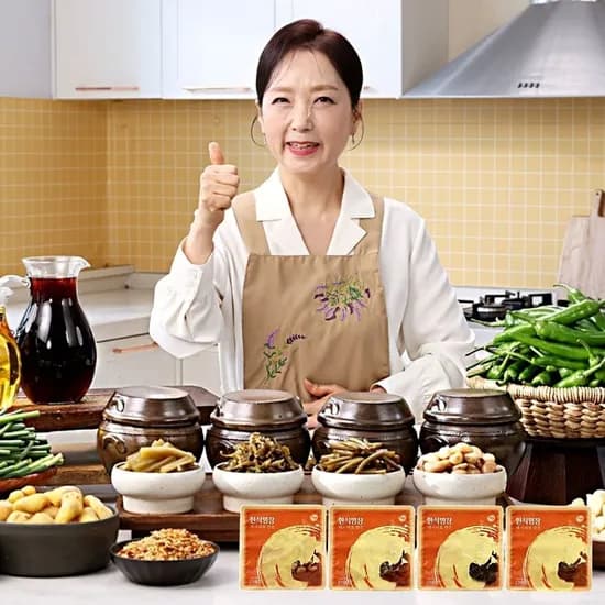한식명장 송금희 수제 장아찌 4종 x 2팩씩 마늘쫑 고추채 궁채 마늘장아찌
