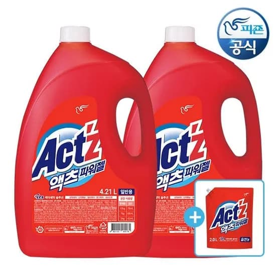 액츠 세탁세제 액체 파워젤 일반/드럼 4.2L 용기 x 2개+2L리필증정 18,810원