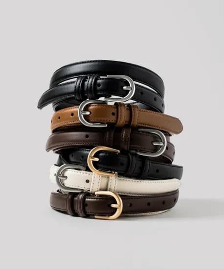 베이직 슬림 라운드 레더 벨트