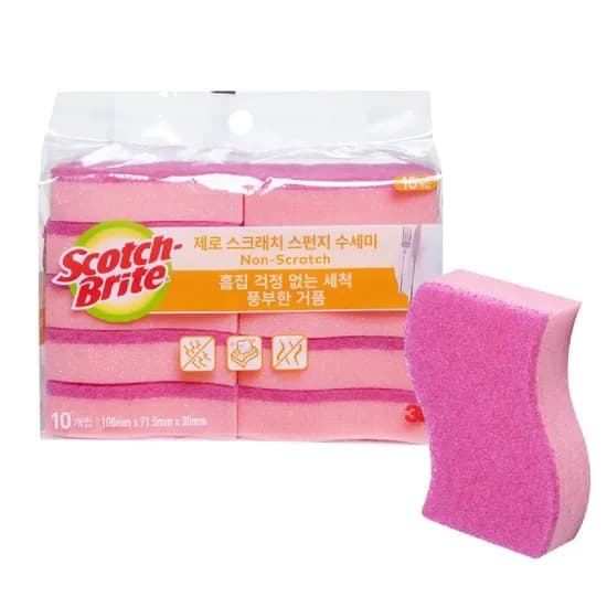 3M 제로스크래치 스펀지 수세미 10입