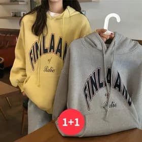 나바바 여성 레터링 기모 긴팔 후드티 1+1