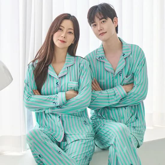 디즈니 피치셔츠형 잠옷 긴팔세트