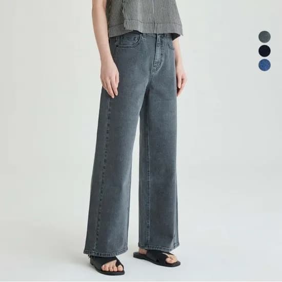 JAJU 여 와이드 데님 팬츠