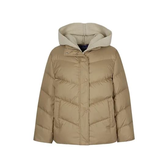 올리비아 하슬러 탈부착 니트 후드 다운 점퍼