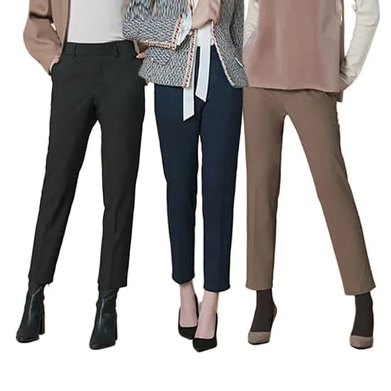 본딩기모 크레이프 팬츠 블랙 L