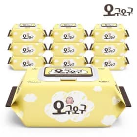 오구오구 아기물티슈 옐로우 대용량 100매 10팩 캡형