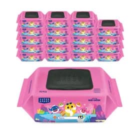 슈퍼대디 아기상어 핑크 77g 물티슈 20팩