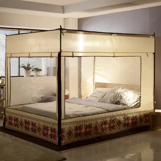 사각 방한 난방텐트 일반형 베이지 퀸킹 세트