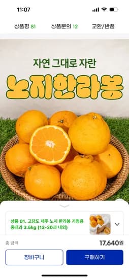 제주 노지 한라봉 가정용 중대과 3.5kg