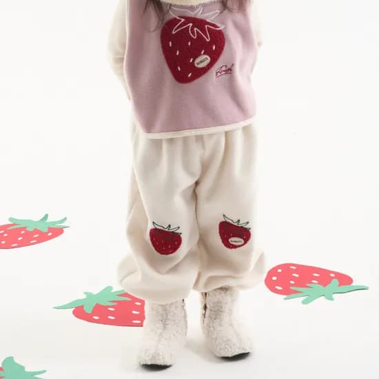 보나츠 야미야미 플리스 루즈팬츠 STRAWBERRY