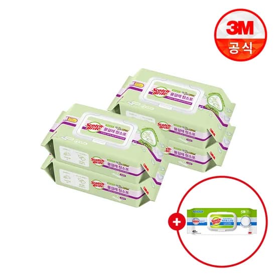 3M 베이직 물걸레 정전기 청소포 표준형 대형 찌든때스크럽 40매