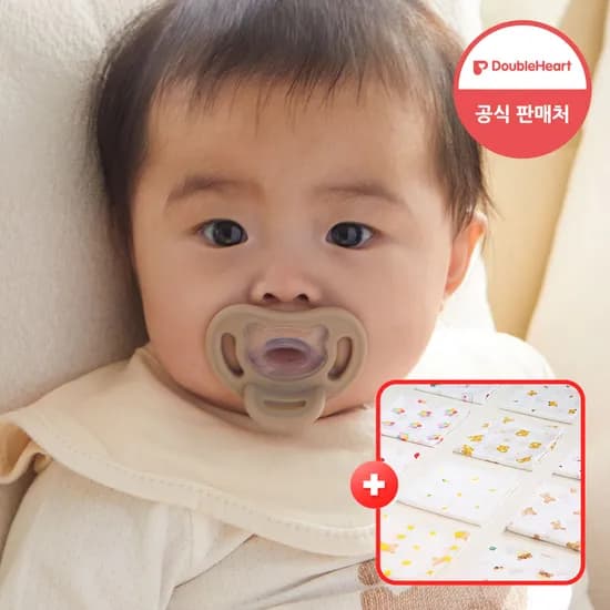 더블하트 통잠쪽쪽이 올실리콘 1+1 가제손수건