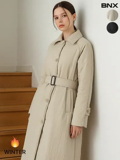 발마칸 벨트 트렌치 롱 패딩 코트