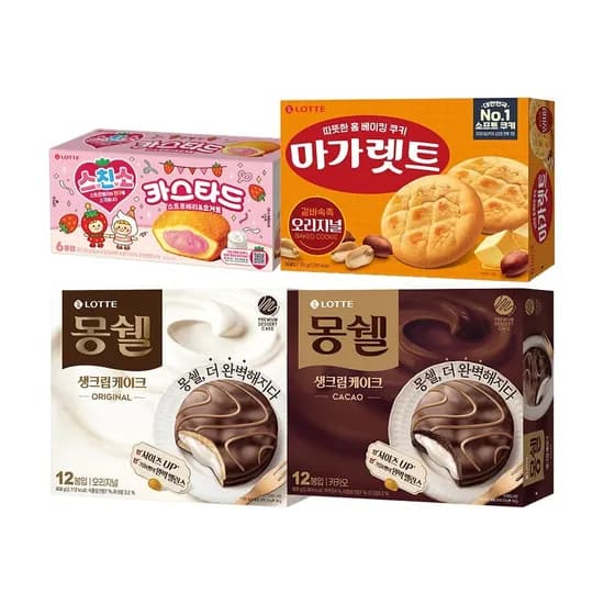 몽쉘오리지날408g+몽쉘카카오408g+마가렛트 352g+카스타드 딸기126g 15,510원