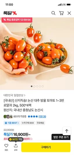 논산 대추방울 토마토 로얄과 2kg 16,900원