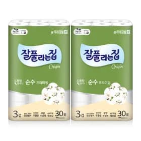 잘풀리는집 순수프리미엄 천연펄프 3겹 화장지 30m 30롤 2팩