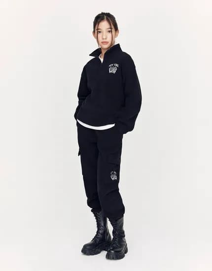 키즈 플리스 카고 조거팬츠