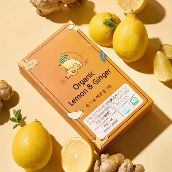 100% 유기농 레몬생강즙 15g, 총90포 24,800원/무배