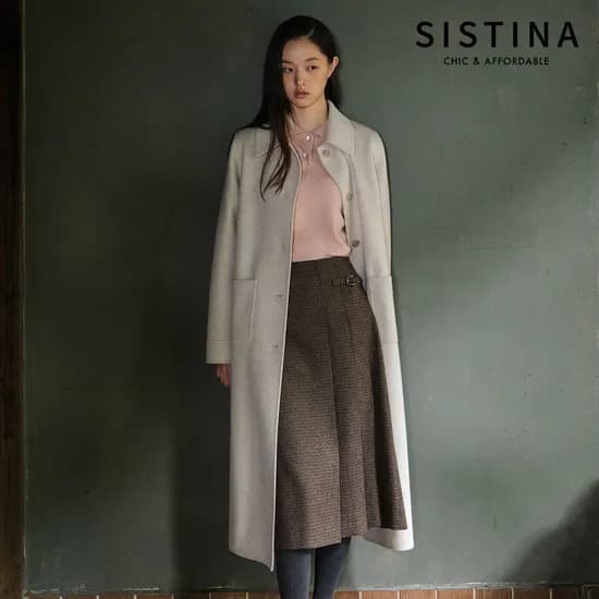 시스티나 와이드 카라 더블 핸드메이드 코트