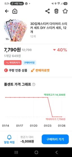 3D입체 다이어리 스티커 12개