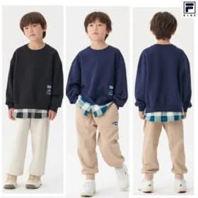 휠라키즈 체크레이어 기모 맨투맨티