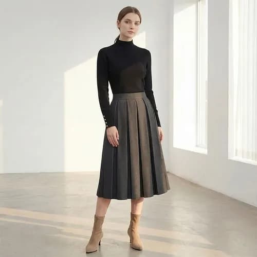 미니멈 플리츠 미디스커트