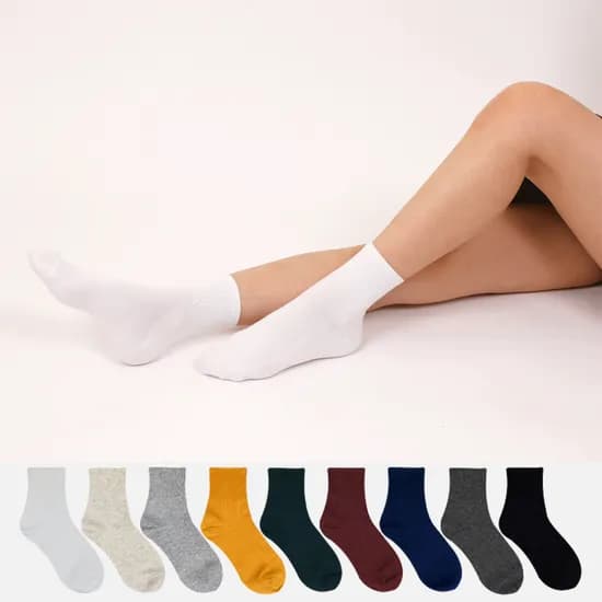 플러스코튼 국산 여자 하프밴드 무지 양말 10켤레 세트