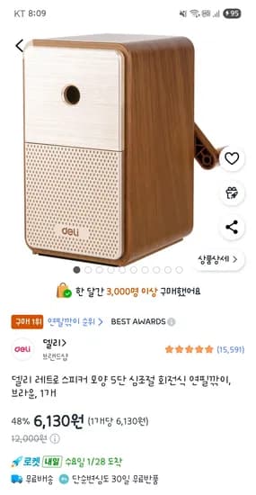 델리 레트로 스피커 모양 연필깎이