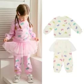 프랜치캣 리본나염 맨투맨 바지