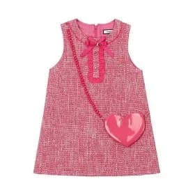 프랜치캣 핫핑크 트위드 가방 원피스