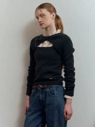 르메메 앨리즈 트윈 니트 탑 차콜