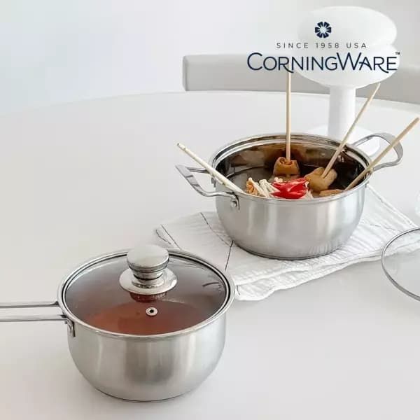 코닝웨어 루나 스텐 냄비 2종 세트 16편수 18양수