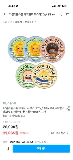 자일리톨스톤 맛 다양 5개  22,865원
