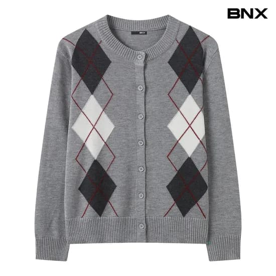 아가일 라운드넥 긴팔 니트 가디건 	17,970원 무배