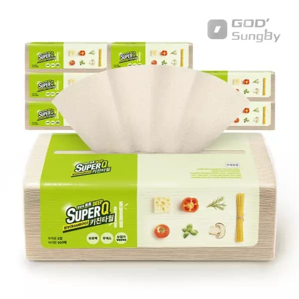 슈퍼딥큐 뽑아쓰는 밤부 키친타월 100매 9팩