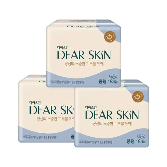 깨끗한나라 디어스킨 에어엠보 생리대 3팩 6,900원 무배