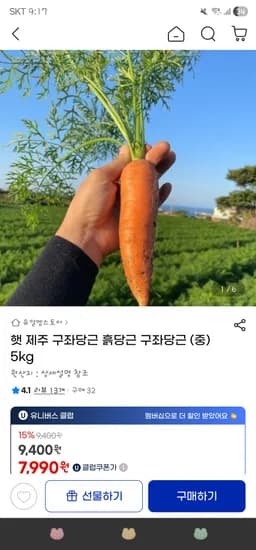 ) 제주 구좌당근 주스용 10kg ₩7,990 무배