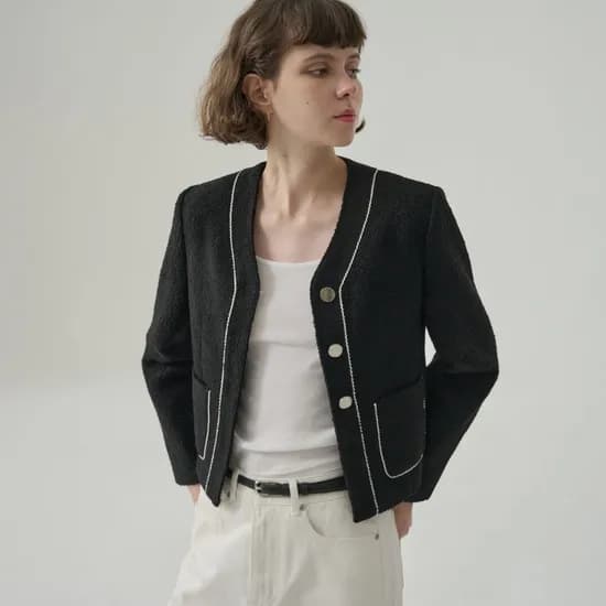 트리밍 브이넥 부클 트위드 자켓 23,880원 무배 핫딜