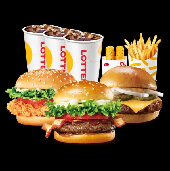 롯데리아 메가데이 3인팩 16,900원