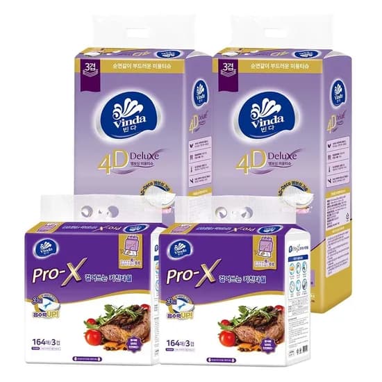 빈다 3겹 미용티슈 100매 5개입 2팩+키친타올 164매 2팩 11610원
